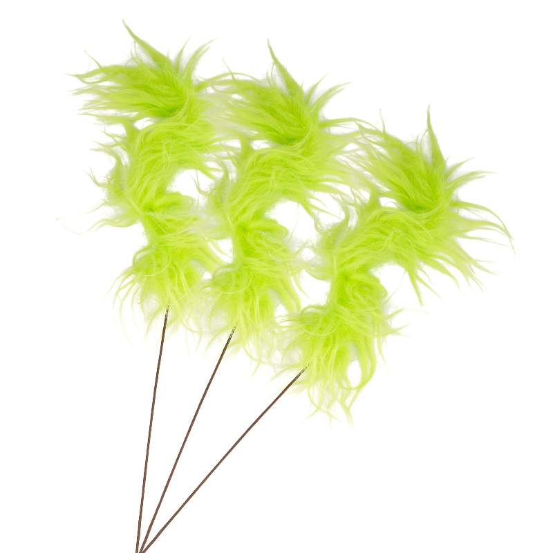 Wedding Ceremony Supply - Fluffy Green Grinch Twig Picks Curly