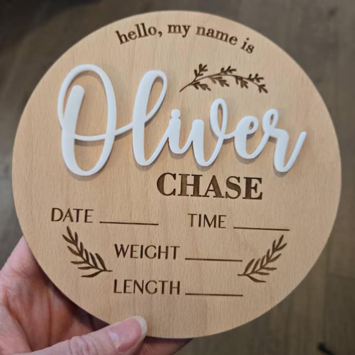 Wedding Party Supply - 1Pc Custom Baby Announcement Sign Wooden