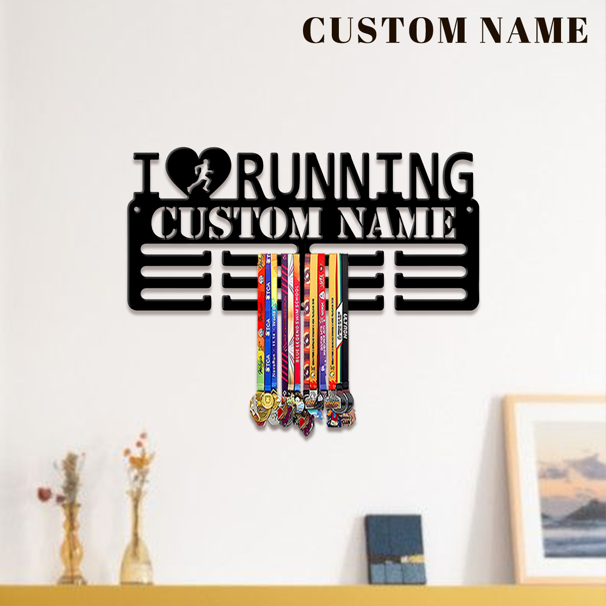Wedding Party Supply - Custom I Love Running Metal Medal
