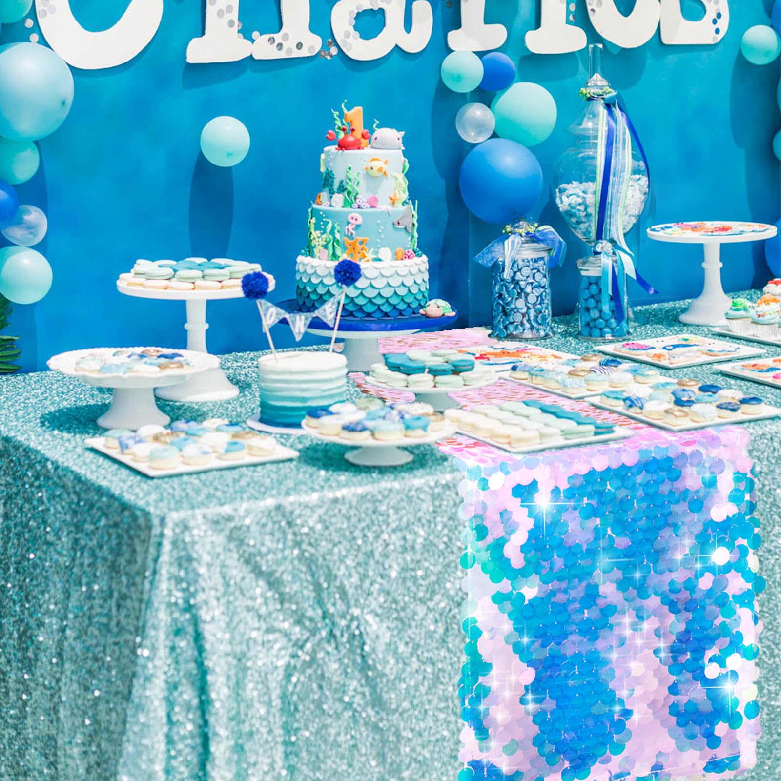 Mermaid Party Table Runner Mer - Table Runner Sequin review and price