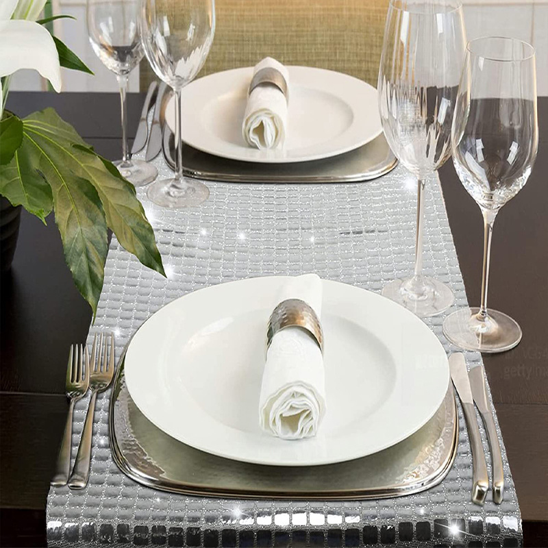 Shiny Mirror Gold/Silver Foil  - Table Runner Sequin review and price