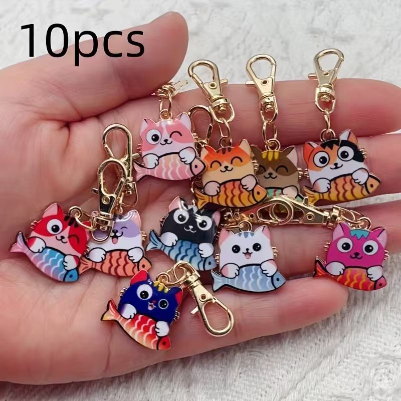 10pcs alloy printed cat keycha - Wedding Yes review and price