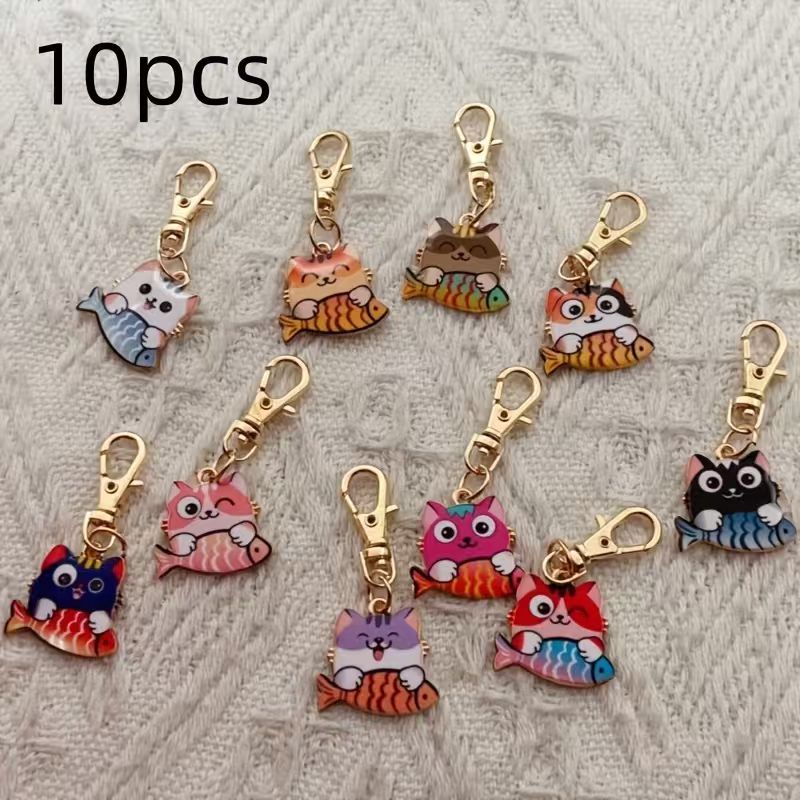 10pcs alloy printed cat keycha - Wedding Yes review and price
