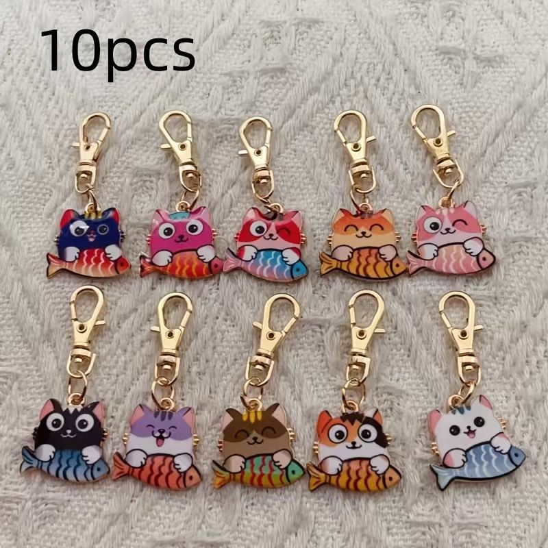 10pcs alloy printed cat keycha - Wedding Yes review and price