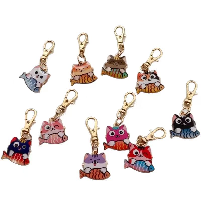 10pcs alloy printed cat keycha - Wedding Yes review and price
